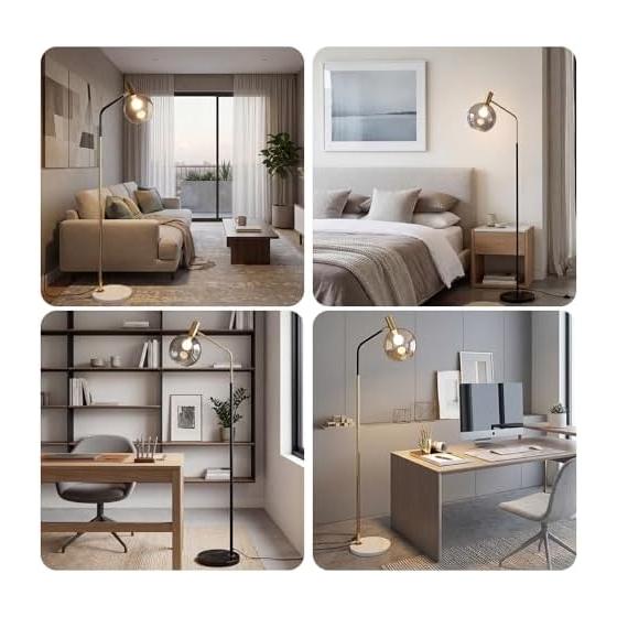 Arch-shaped Floor Light, Stylish, Scandinavian, Modern, Glass Shade, Indirect Lighting, Floor Lamp, Stand Light, Floor-mounted, LED Compatible, E26