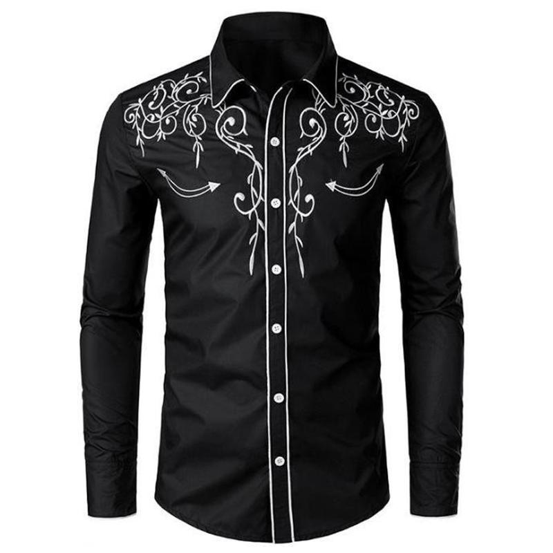 Autumn Winter Men Clothes Long Sleeve Print Shirt Men Business Casual Lapel Button Shirt Tops Micro-projectile 95% Polyester 5% Spandex