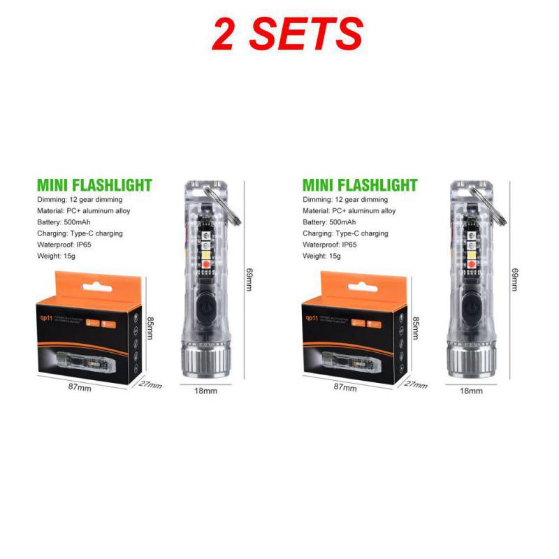 Mini Keychain Flashlight TYPE-C Fast Charging Multi-function IP66 Waterproof Fluorescent Magnetic Warning Camping Flashlight