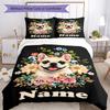 3pcs Custom Name Dog Bedding Set Duvet Cover Closure Includes 1 Duvet Cover & 2 Pillowcases, Soft and Comfortable for All Seasons.