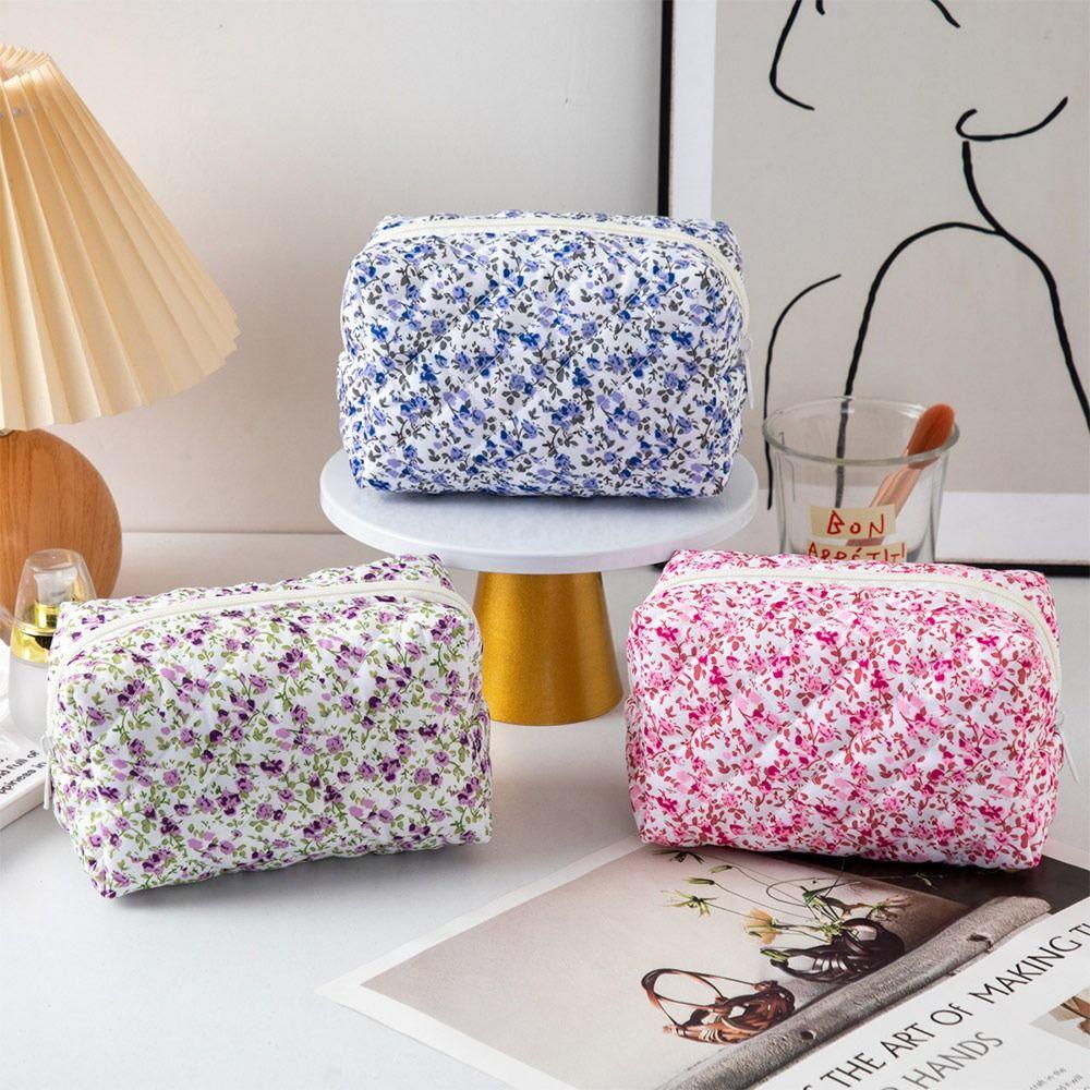 Trendy Floral Print Makeup Bag Multi-functional Large Capacity Toiletry Bag Portable Makeup Pouch Women