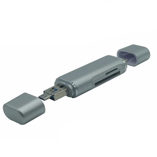 

5-в-1 Type C Micro USB TF SD-кардридер для телефона OTG-адаптер для MacBook Windows серебряный