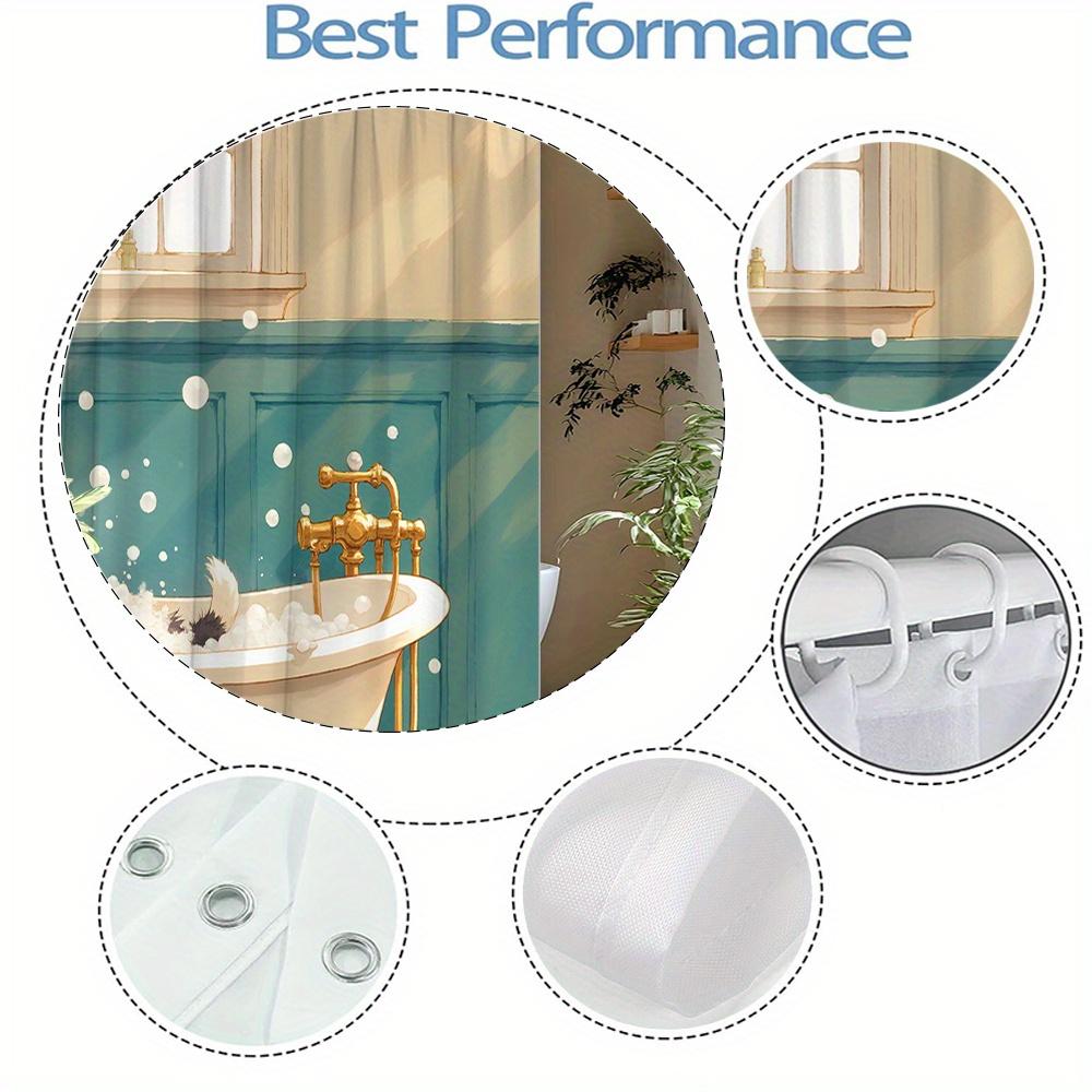 Comfortable Cat Shower Curtain Modern Relaxing Bathroom Decorative Shower Curtain 180X 180Cm With 12 Hooks