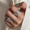 BF CLUB 925 Silver Ring For Women Jewelry Wide Simple Open Vintage Handmade Ring Allergy For Party Birthday Gift