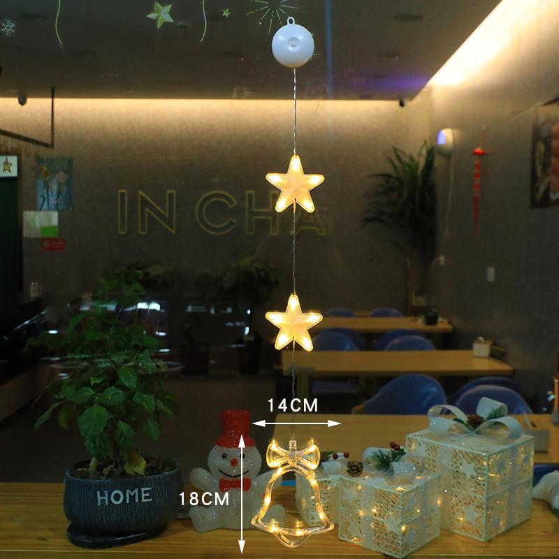 Christmas LED Suction Cup Lights: Creative String Lights for Windows, Curtains, Trees, Reindeer & Bells