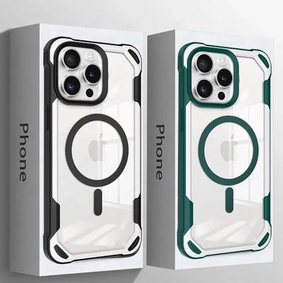 Armor Bumper Shockproof Clear Phone Cases For iPhone 16 15 14 13 12 11 Pro Max 16 Plus Case For Magsafe Wireless Charge Cover