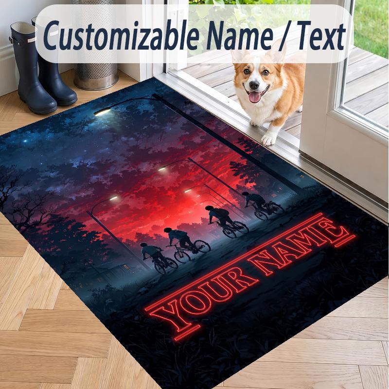 Custom Text Stranger Things Pattern Floor Rug Soft Indoor Carpet Mat Living Room Bedroom