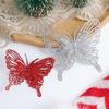 5/10PCS Christmas Butterflies Xmas Tree Ornaments Single Layer Gold Powder Glitter Artificial Flower DIY Crafts Christmas Decor