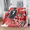 Bukayo Saka Football Fleece Blanket, Soccer Player Saka Red Background Print Throw Blanket, Soft Warm Blanket for Sofa Bedroom Fan Decor