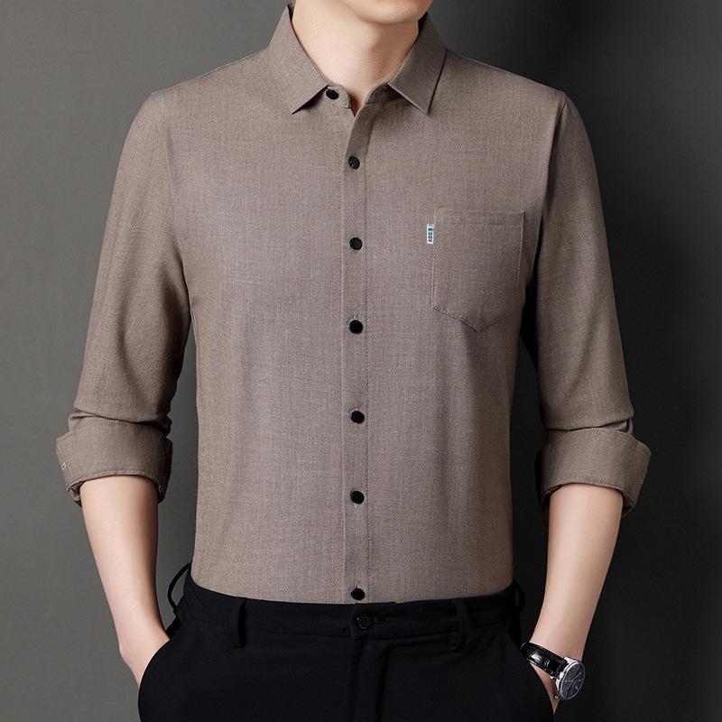 

Весенние и осенние мужские рубашки с длинным рукавом, деловые повседневные мужские свободные рубашки с настоящими карманами XXXXL