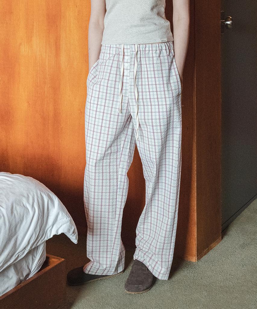 108Paundeu Ease Check Pants_Pink