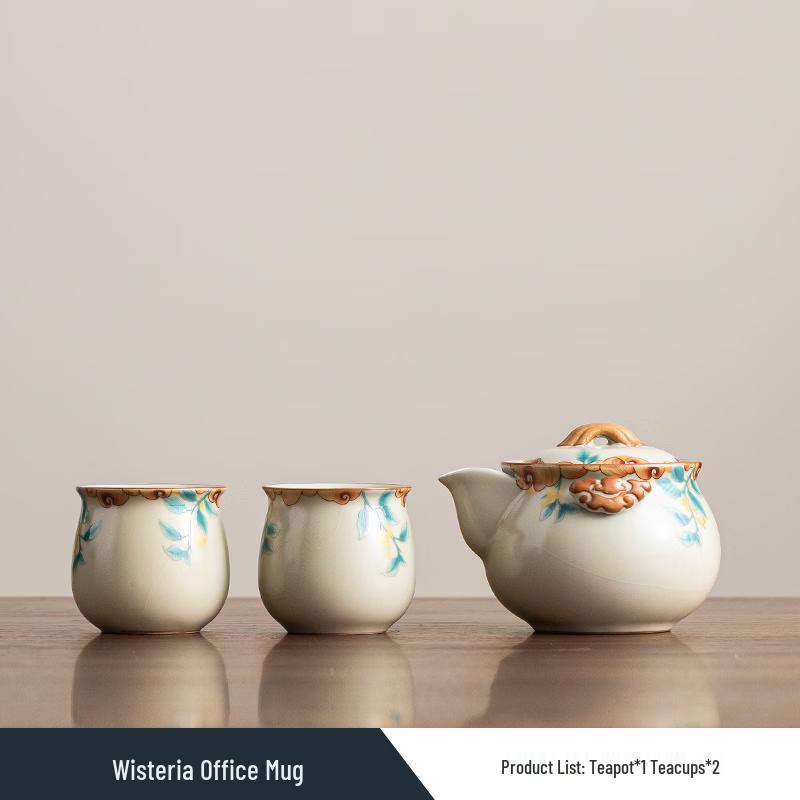 Ru Kiln Style Ceramic Tea Set with Osmanthus Design