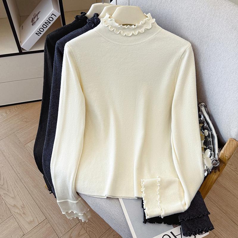 2026 Autumn/Winter Korean Style Thick Knit High Neck Black Long Sleeve Women's Sweater