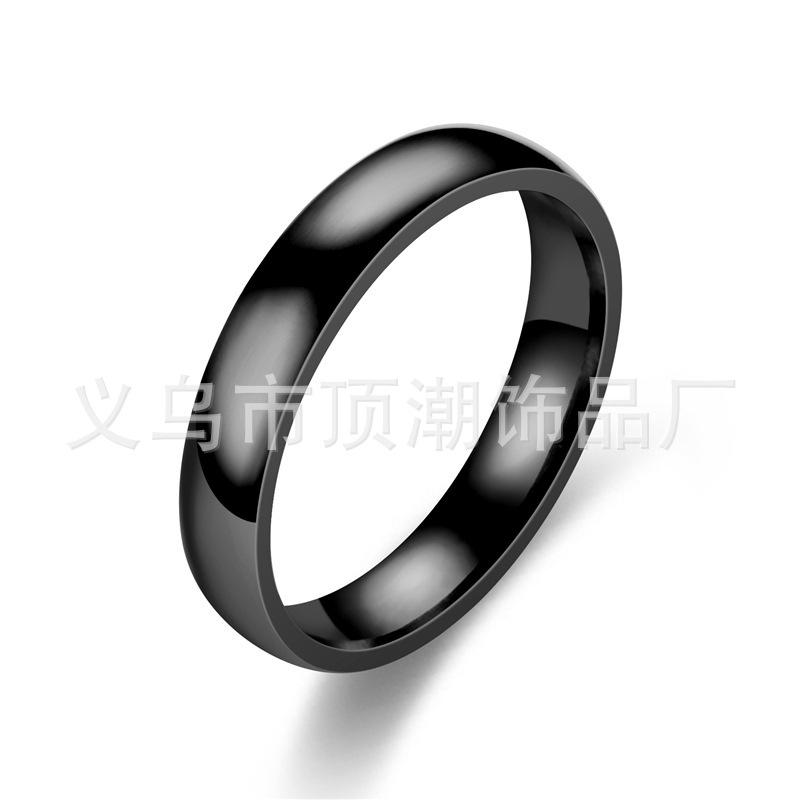 Japan and South Korea Simple 4mm Arc Stainless Steel Smooth Ring, European and American Popular Titanium Steel Couple Ring Hand Jewelry Wholesale