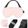 Natural mulberry silk curved sleeping eye mask with adjustable straps, one size fits all, pink