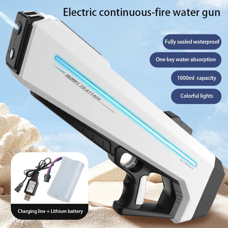 Powerful Electric Water Gun Toy With LED Large Automatic Water Pistol Continuous Shooting Balster Outdoor Toys For Boy Adult