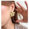 K real gold electroplated zircon flower stud earrings, luxury heavy industry jewelry set, light luxury niche jewelry.