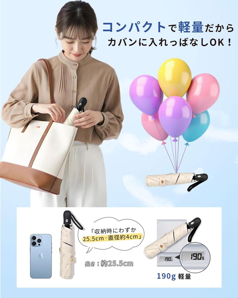 Folding Parasol Lightweight UV Light Folding Heat Reflective Cooling Automatic Opening and UV Suitable for Sunny and Rainy and Birthday Gift JIS