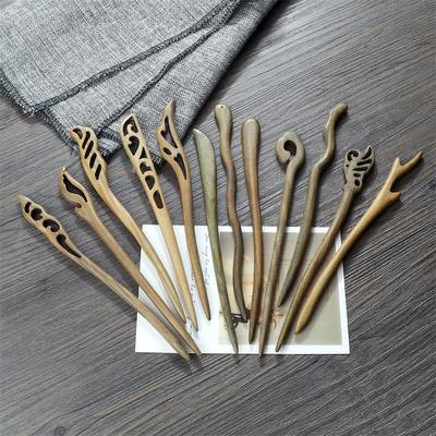 12 Stile Chinesische Vintage Haarnadeln Grünes Sandelholz Ethnische Haarstäbe Frauen Mädchen Hohe Qualität Frisuren Haarschmuck Geschenk