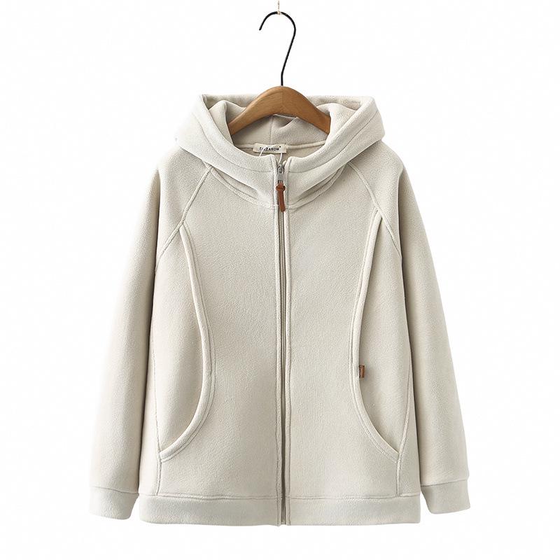 

2025 Autumn Winter Women s Plus Size Double-Sided Sherpa Hooded Thick Fleece Hoodie 7008 XL