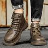 Italian Brand Men's Casual Leather Ankle Boots Fashion Flat Designer Antiskid Hiking Shoes High Top Shoes Outdoor Walking Shoes