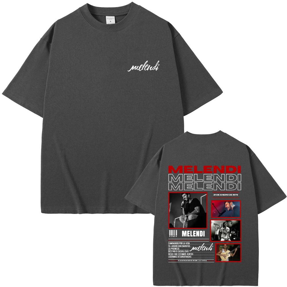 Melendi Tour 2025 Album Print T Shirt Men Women Vintage Gothic Oversized Cotton Tshirt Male Hip Hop Fashion T Shirts Streetwear
