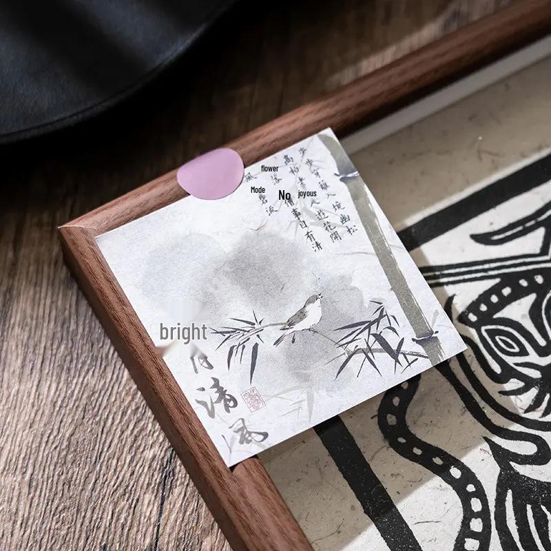 Chinese Bamboo Calligraphy Sticky Notes - Non-Adhesive, Removable Notepad