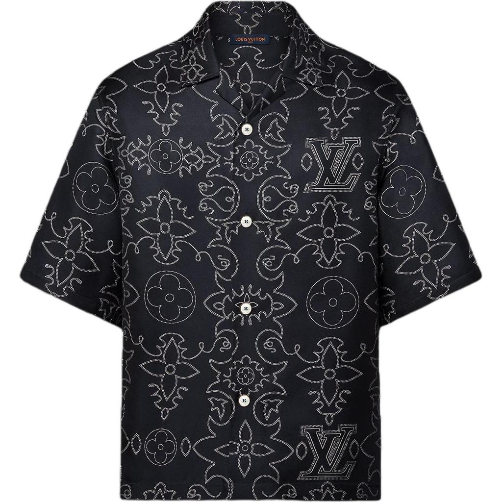 Louis Vuitton Printed Short-Sleeved Silk Shirt 1AFWS9