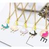 Cute Alloy Cartoon Alice Necklace Creative Colorful Clock Pendant Gifts for Female
