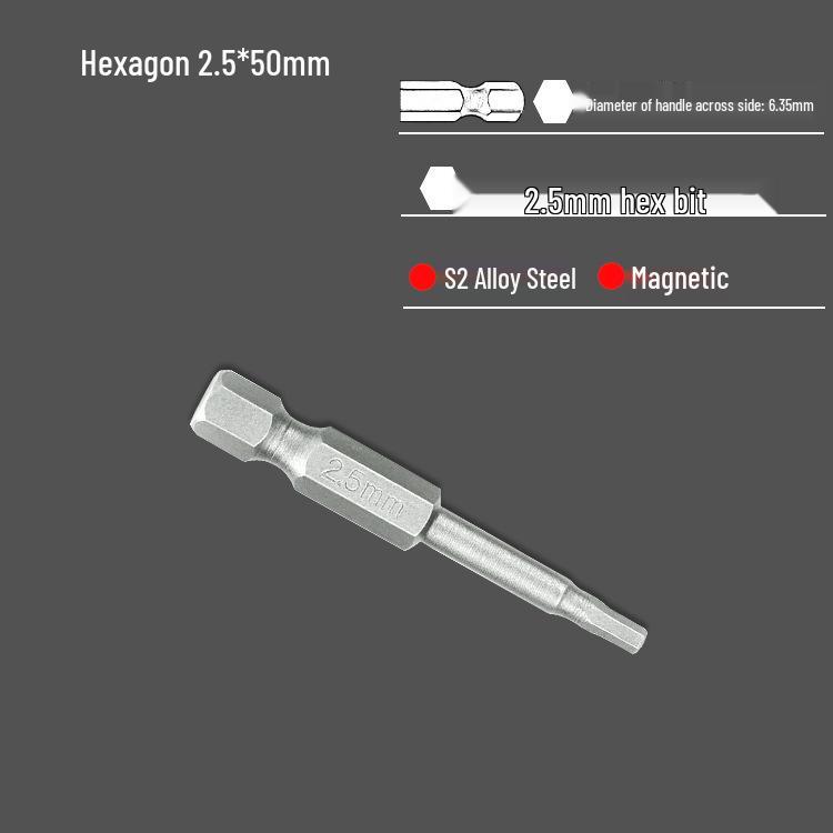 S2 Air Impact Hex Socket Bit Set, Pneumatic & Electric Screwdriver, 1/4 Strong Magnetic