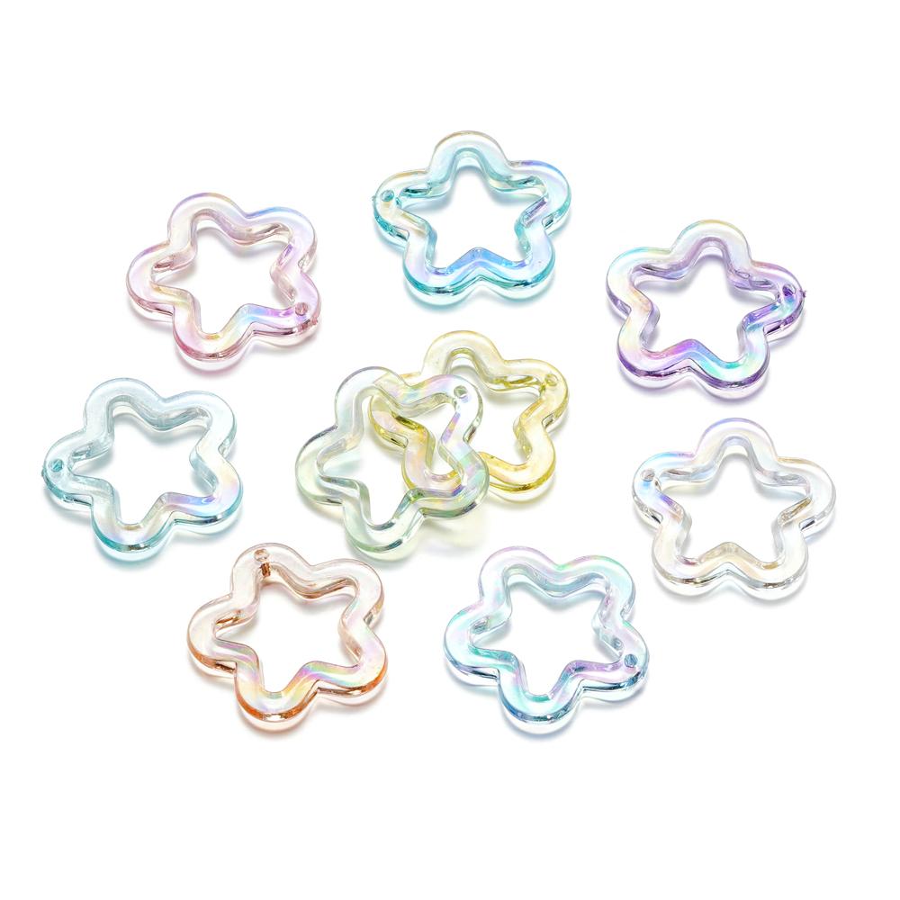 10Pcs/Lot 30*30.5mm Acrylic Transparent Five Pointed Star Pendant for DIY Jewelry Making Bracelet Necklace Charms Accessories