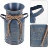 Cabilock Vintage Rustic Blue Galvanized Metal Milk Jug Vase with Dual Handles, Ideal for Dried Flowers, Flower Arrangement, Succulents, and Farmhouse