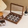 Vintage Jewelry Wood Storage Box Velvet Glass Lid Jewelry Organizer Case Dust-Proof Bracelet Ring Earring Display Holder