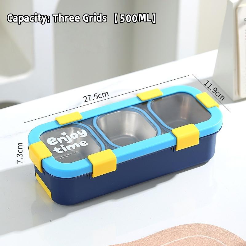 Rectangular Stainless Steel Lunch Box Removable Divided Compartments Portable Food Safe for Camping Picnic School Work