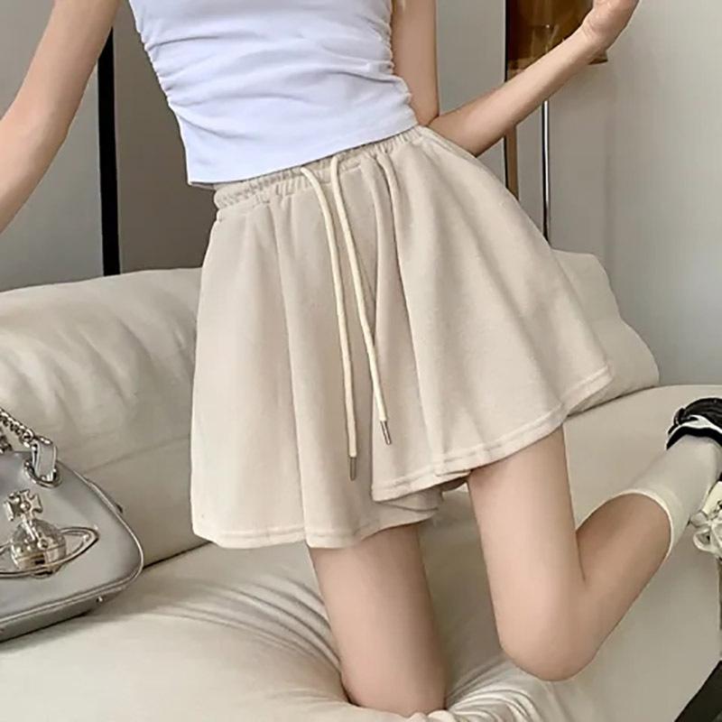

Повседневные шорты в балетном стиле, женские летние шорты, серые спортивные брюки с высокой талией и широкими штанинами в складку 3XL абрикосовый