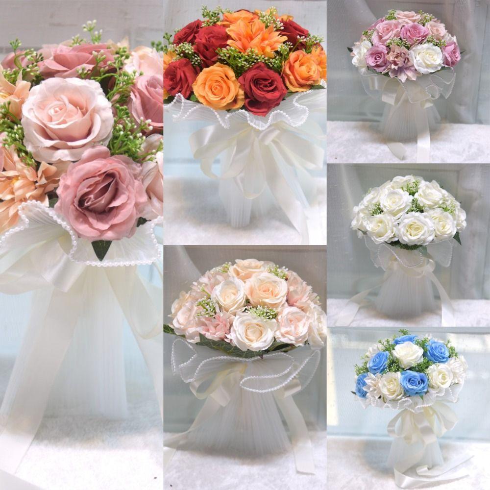 Se hedvábnou stuhou Svatební kytice Kytice umělých květin pro svatební obřad Výročí