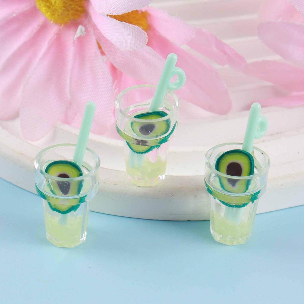 Luminous Mini Resin Drink Bottle DIY Miniature Milk Tea Cup Ornament 3D Food Toy