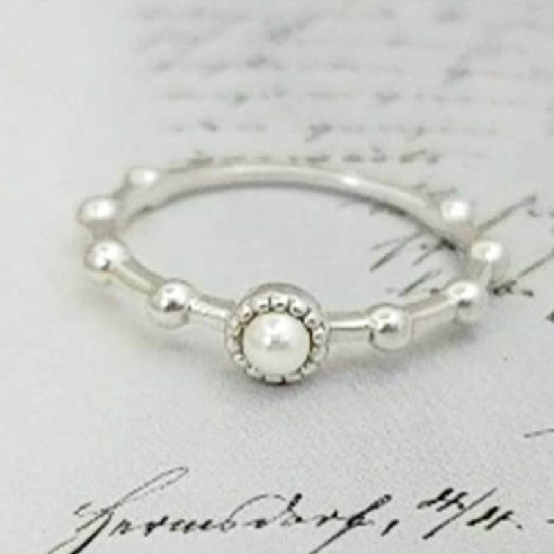 Ollia 925 Silber mehrlagiger Silberring Perle Silberring