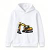 Kids Excavator Print Hoodie Casual Long Sleeve Pullover Sweatshirt for Boys Girls Construction Vehicle Pattern Tops