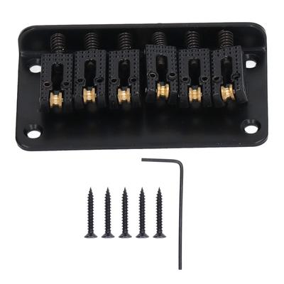 Hardtail Saddle Bridge 6 String 78mm Zinc Alloy Copper Electric Guitar Bridge for Replacement Black