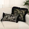 BUYNOW Black Dutch Velvet Colorful Hemp Jacquard Print Pillowcase Vintage Pastoral Lace Sofa Cushion Cover Home Bedroom Decor