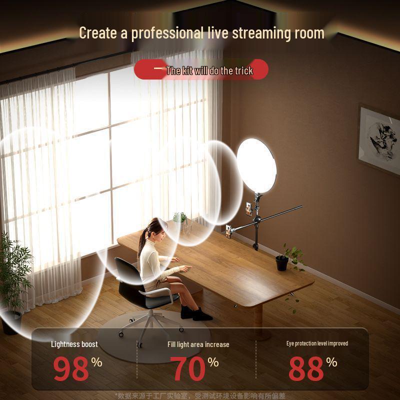 LED Shadowless Desktop Beauty Light: Full Screen Round Flat Panel for Indoor Photography