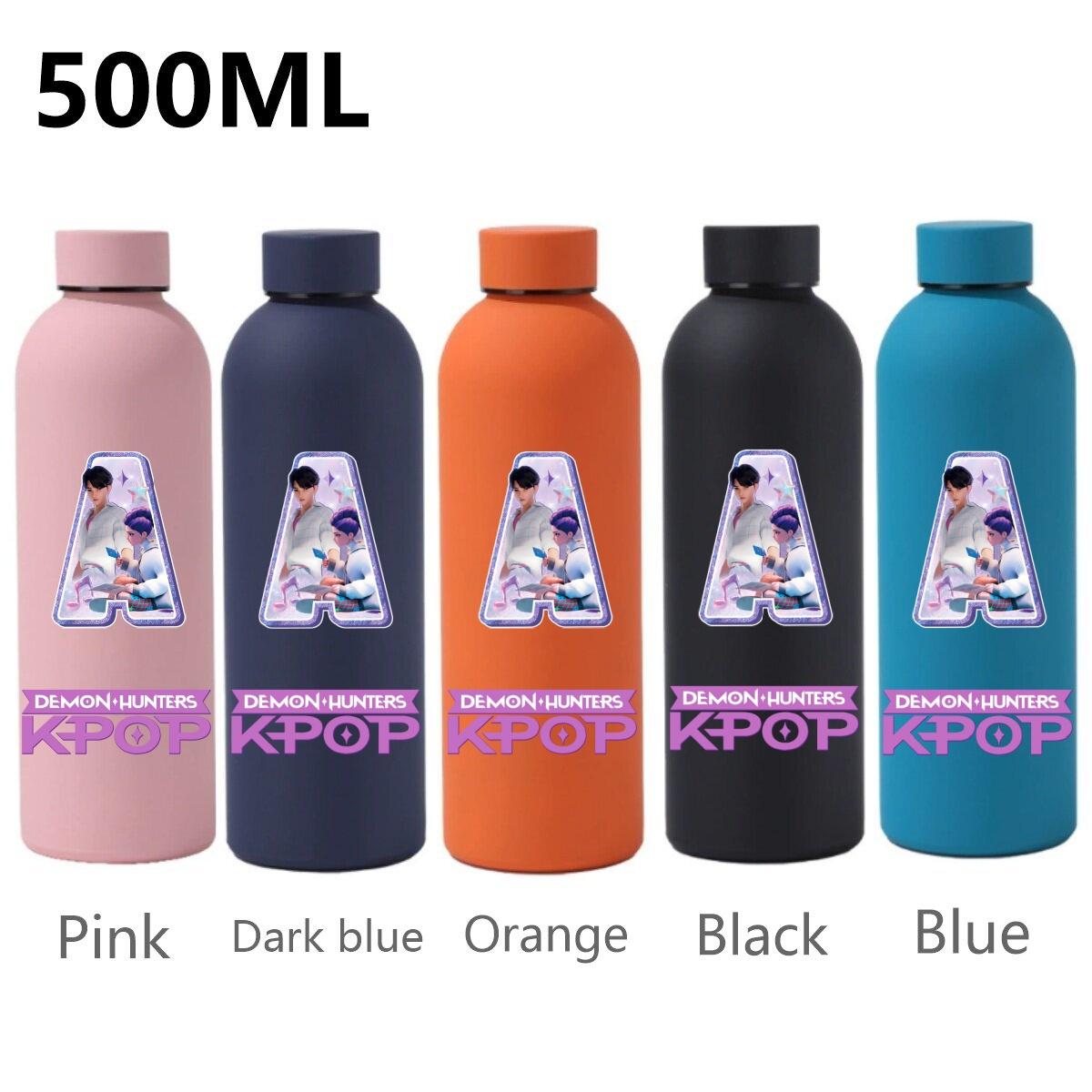 

KPop Demon Hunters Sport Leak Proof Stainless Steel Insulated Mug Water Cup Letter Number Cartoon Print Birthday Gifts 500ML Kid Friendly Entertaining Pink-1PCS