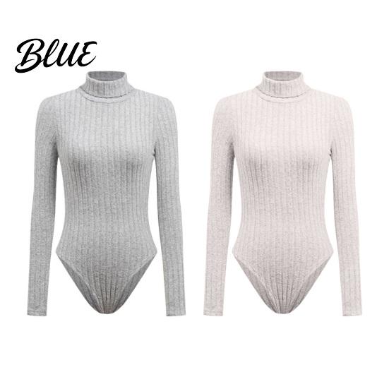Simple But Elegant Jumpsuit Women's Long Sleeve High Neck Bodysuit Fall Slim Fit Women Solid