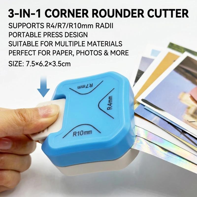 3 in 1 Corner Rounder Cutter for Scrapbook Cards Crafts Metal Plastic Design Paper Edge Maker 4mm 7mm 10mm