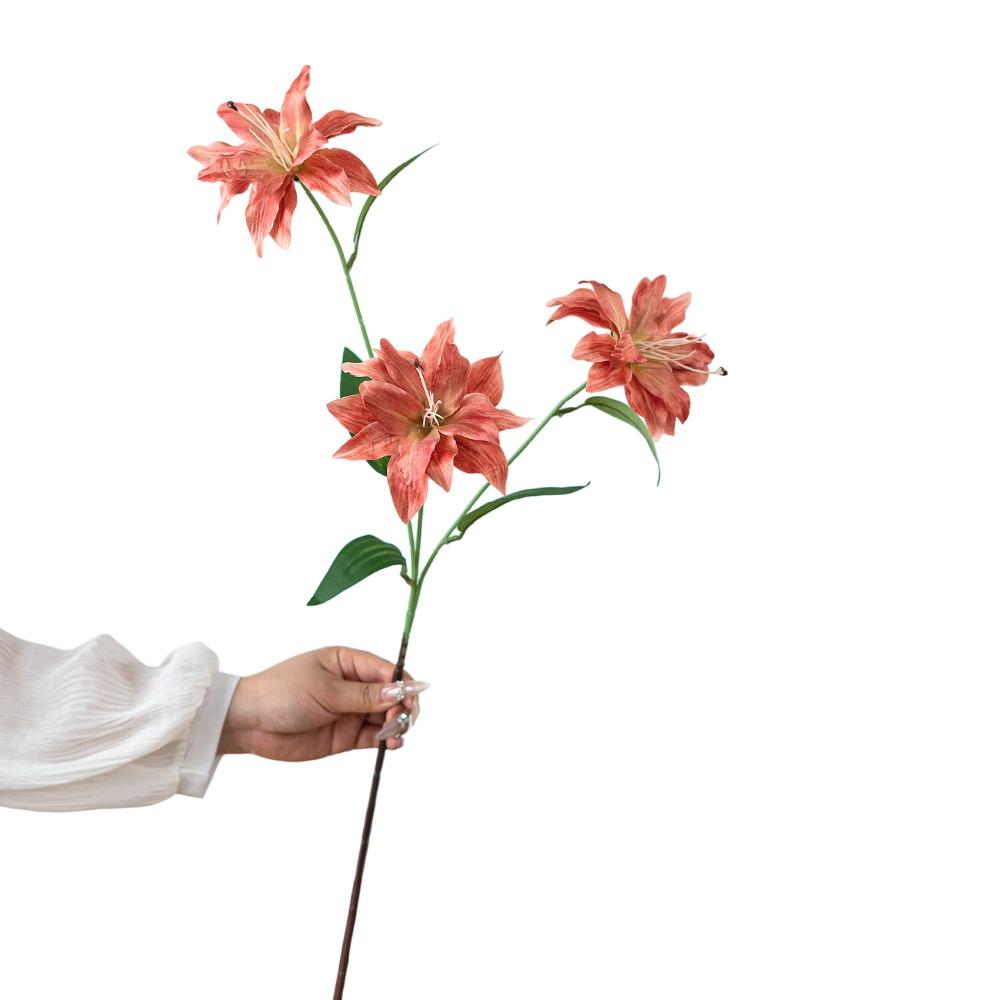 86cm Height Artifiical Flower Branch Flexible Stems Lily Fake Flower  Desktop Ornament