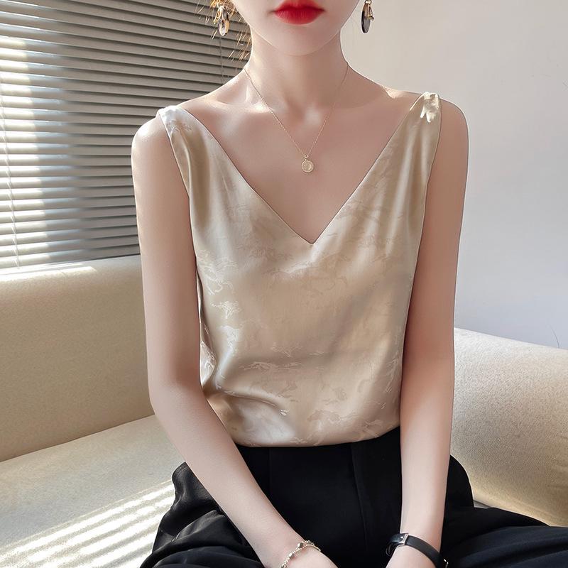 Women's Plus Size V-Neck Sleeveless French Style Strap Vest