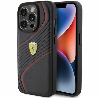Ferrari Fehcp15Lptwk Iphone 15 Pro 6.1 Schwarz/Black Hardcase Twist Metall Logo