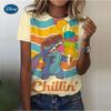 Summer Disney Lilo Stitch 3d Print T-shirts for Women Cute Lady Summer T-shirts Casual O-neck Stitch T-shirts