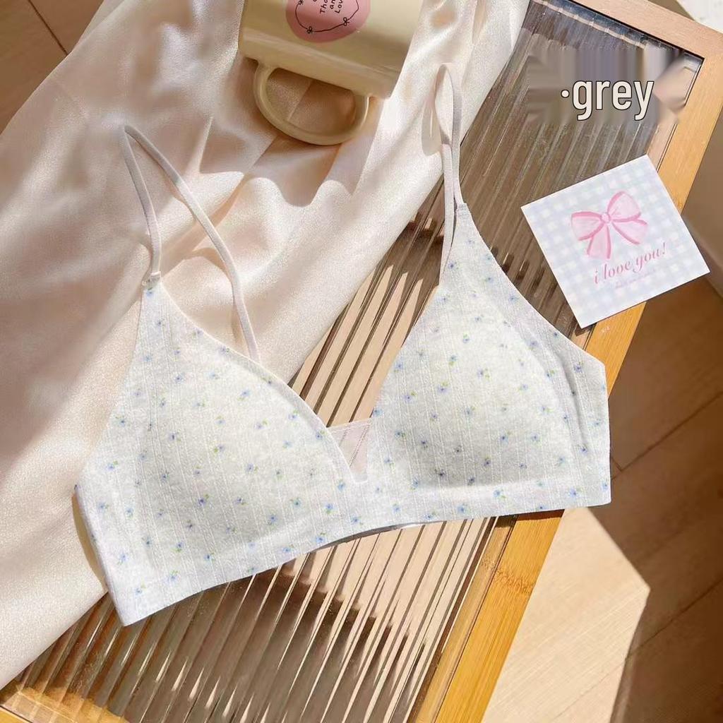 Original Deep V Ribbed Triangle Cup Bra for Small Bust – Comfortable Side Support & Anti-Sagging Design